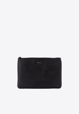 Kiton Ciro Paone Logo Plaque Zip Pouch Bag Black UBA0046N01220_01