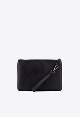 Kiton Ciro Paone Logo Plaque Zip Pouch Bag Black UBA0046N01220_01