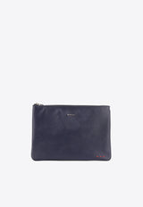 Kiton Ciro Paone Logo Plaque Zip Pouch Bag Blue UBA0046N01220_02