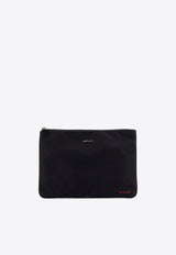 Kiton Ciro Paone Logo Plaque Zip Pouch Bag Black UBA0059N01221_01