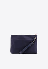 Kiton Ciro Paone Logo Plaque Zip Pouch Bag Blue UBA0059N01221_02