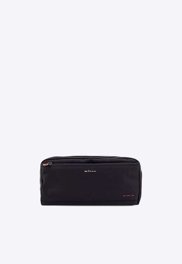 Kiton Ciro Paone Logo Plaque Toiletry Pouch Black UBA0057N01221_01