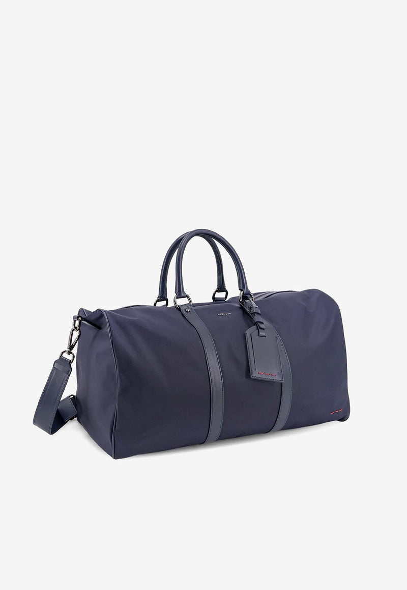 Kiton Ciro Paone Logo Lettering Nylon Duffle BagBlue UBA0085N01221_02