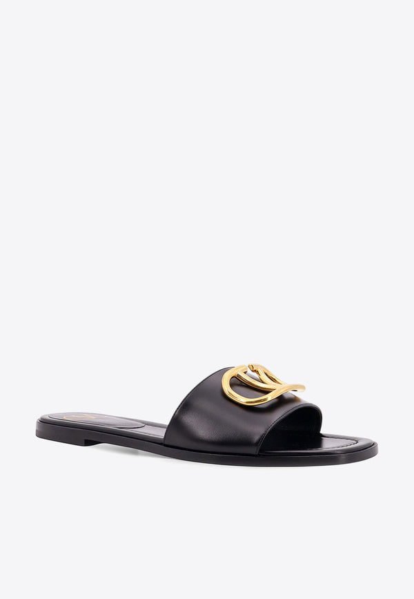 Valentino VLogo Leather Slides Black 6W2S0BD5DSH_0NO