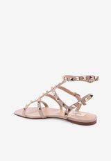 Valentino Rockstud Leather Flat SandalsPink 6W2S0A05VOD_P45