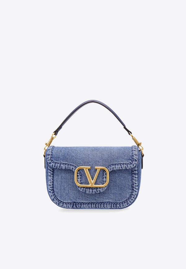 Valentino Alltime VLogo Denim Shoulder Bag Blue 6W2B0N20XEY_QNS