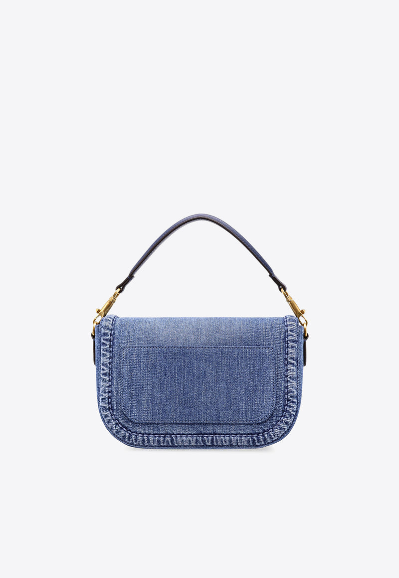 Valentino Alltime VLogo Denim Shoulder Bag Blue 6W2B0N20XEY_QNS