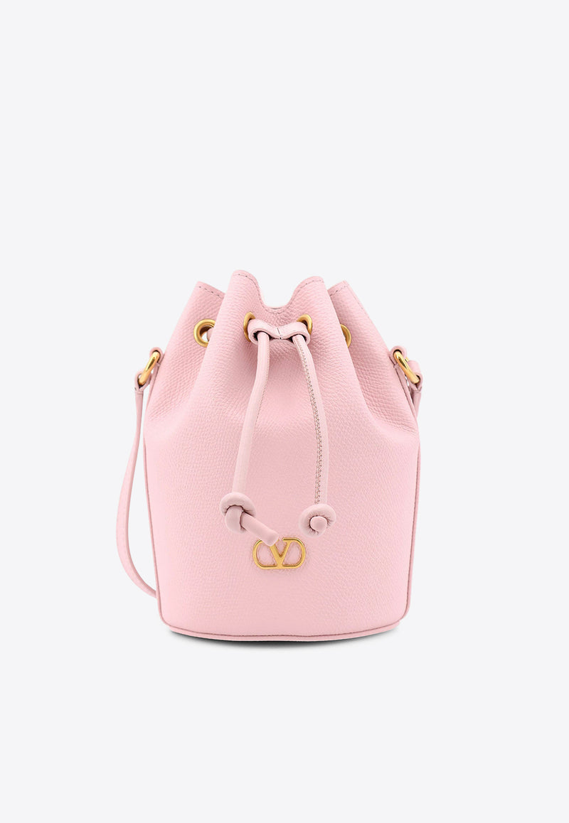 Valentino VLogo Leather Bucket Bag Pink 6W2P0AJ2SNP_16Q