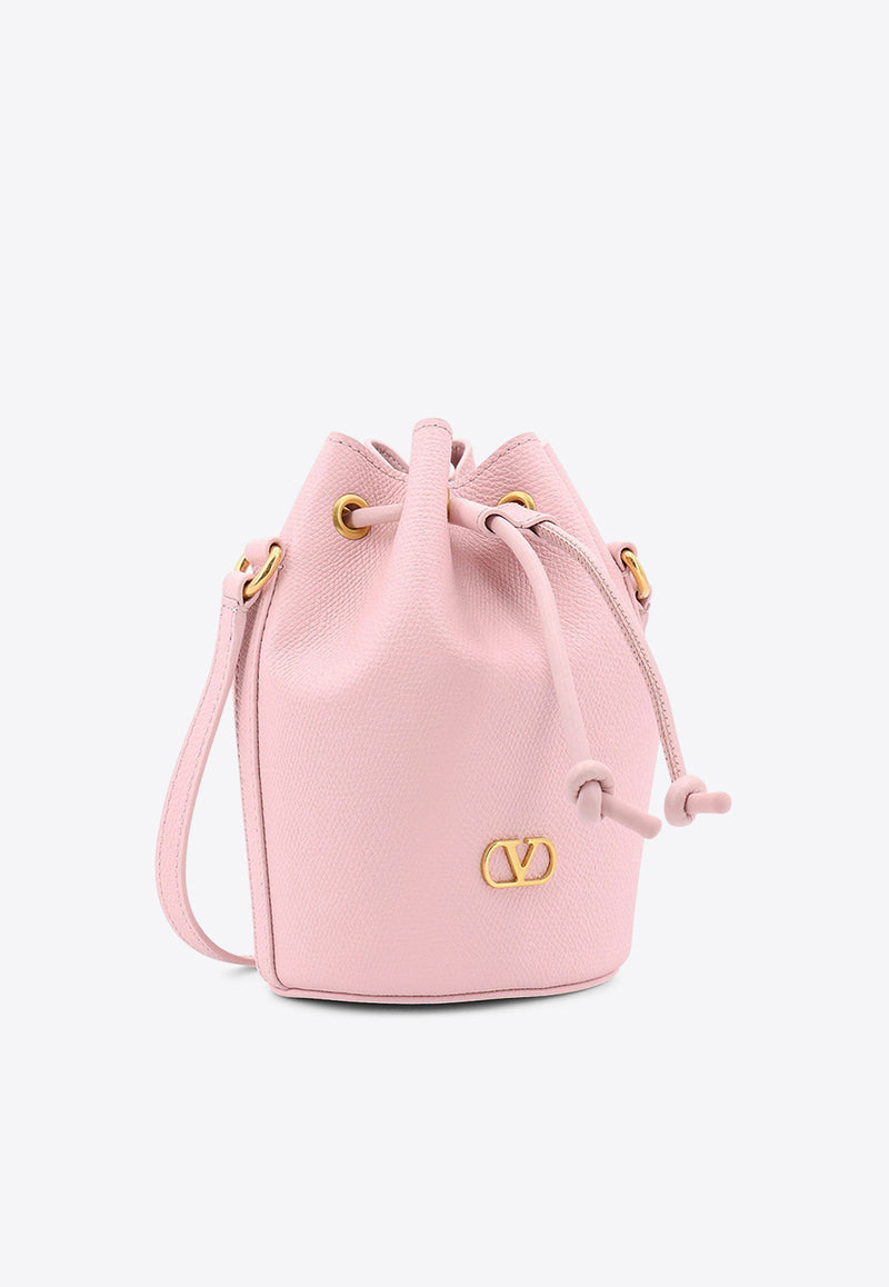 Valentino VLogo Leather Bucket Bag Pink 6W2P0AJ2SNP_16Q