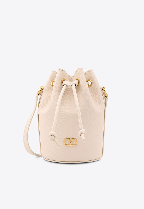 Valentino VLogo Leather Bucket Bag Ivory 6W2P0AJ2SNP_I16