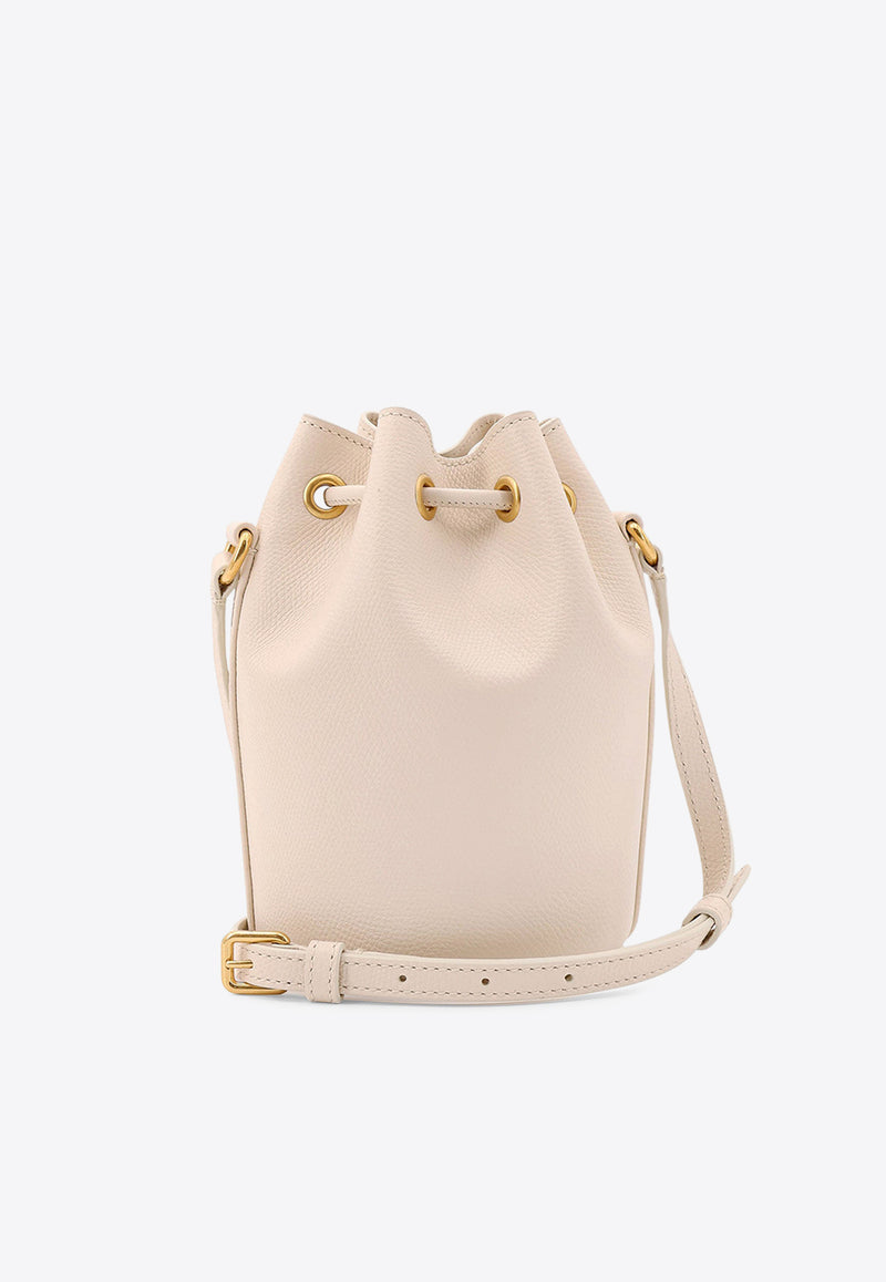 Valentino VLogo Leather Bucket Bag Ivory 6W2P0AJ2SNP_I16