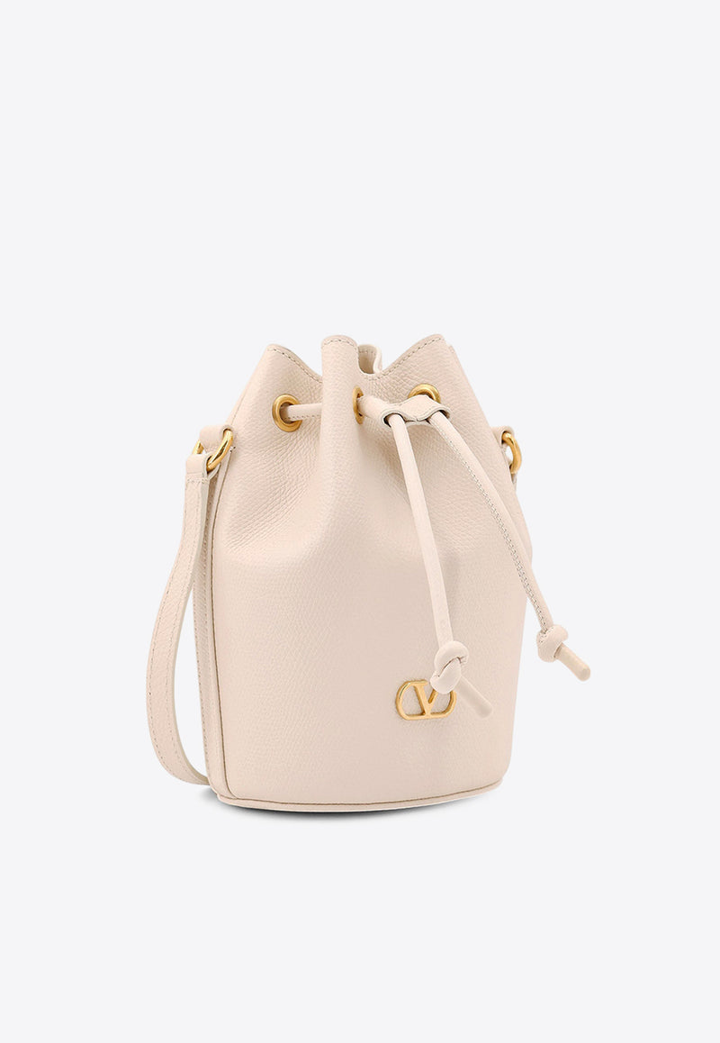 Valentino VLogo Leather Bucket Bag Ivory 6W2P0AJ2SNP_I16