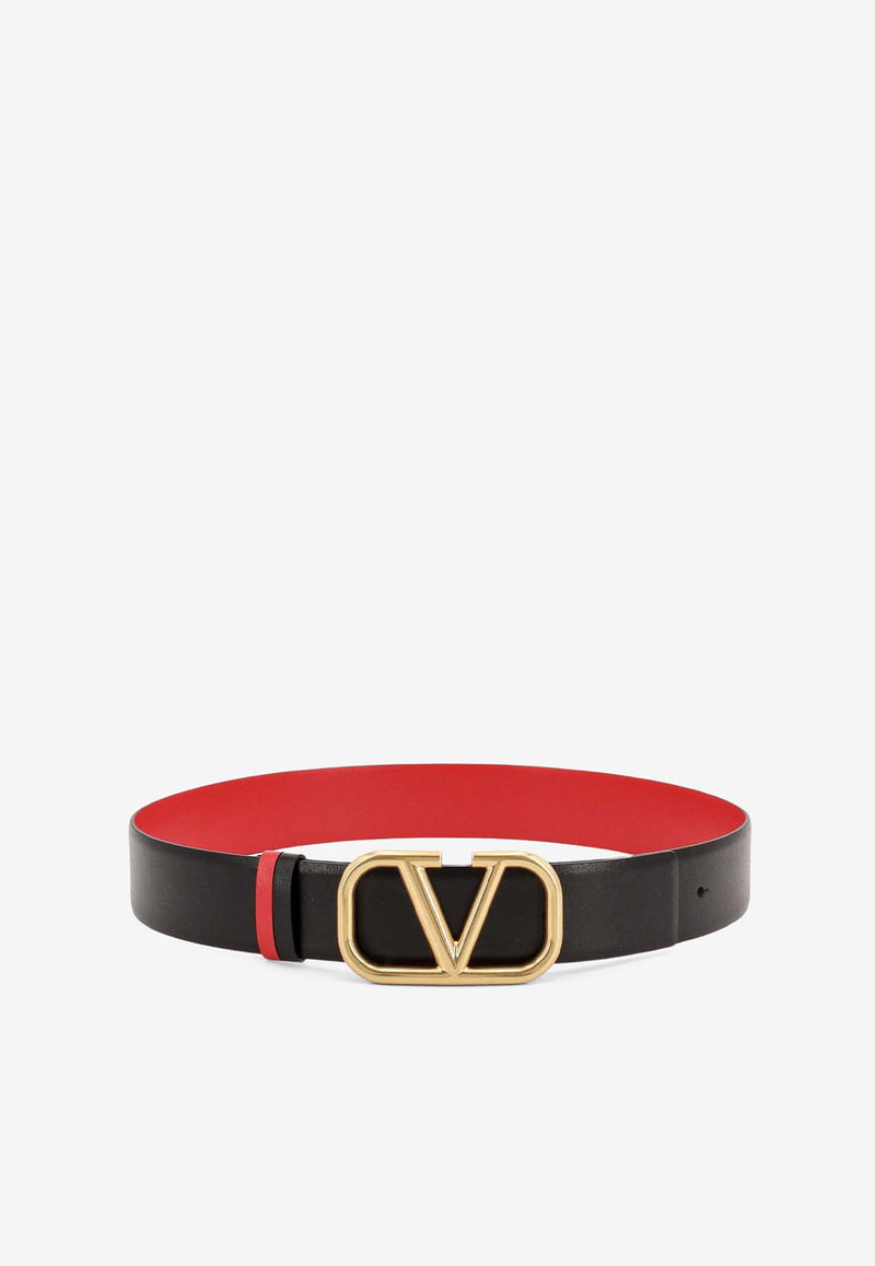 Valentino  VLogo Leather Belt Black 6W2T0S11ZFR_0SM