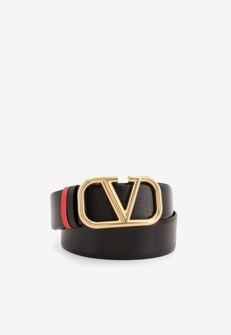 Valentino  VLogo Leather Belt Black 6W2T0S11ZFR_0SM