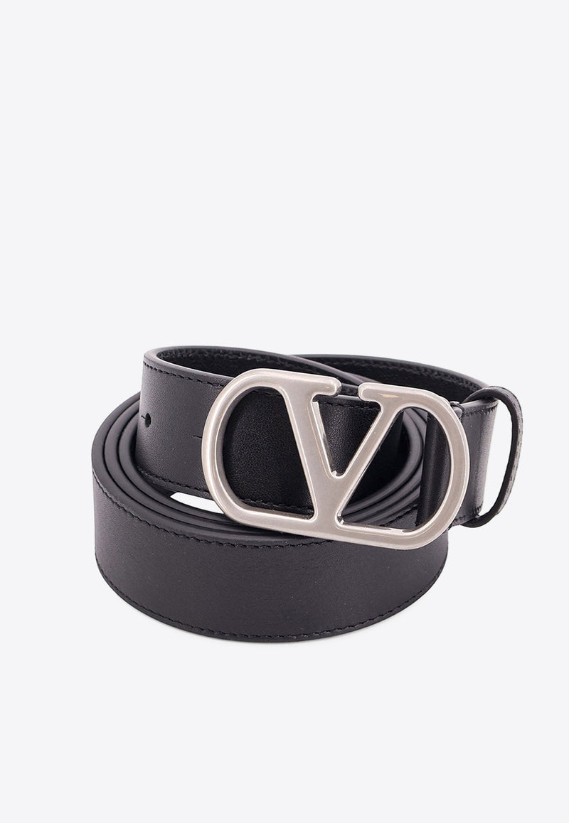 Valentino  VLogo Leather Belt Black 6Y2T0SE1UMS_0NO