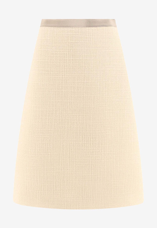 Valentino Flared Wool Midi Skirt Beige 6B3RACJ690Y_DC4