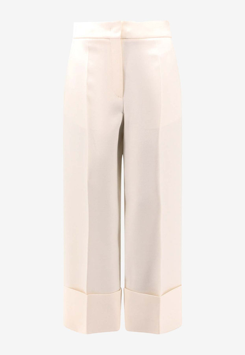 Valentino Wool and Silk Turn-Up Tailored Pants White 6B3RB6551CF_A03