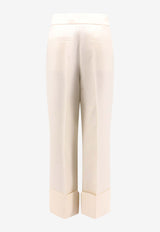 Valentino Wool and Silk Turn-Up Tailored Pants White 6B3RB6551CF_A03