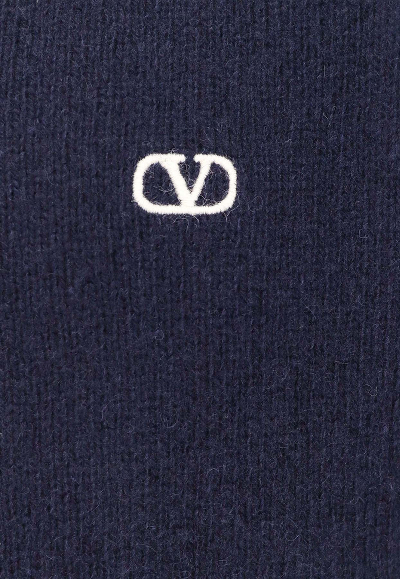 Valentino Embroidered VLogo Wool Sweater  Blue 6V3KC32RAQM_D51