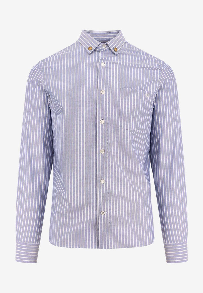 Valentino Oxford Striped Long-Sleeved Shirt Blue 6V3ABP85AL0_PG8