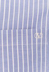 Valentino Oxford Striped Long-Sleeved Shirt Blue 6V3ABP85AL0_PG8