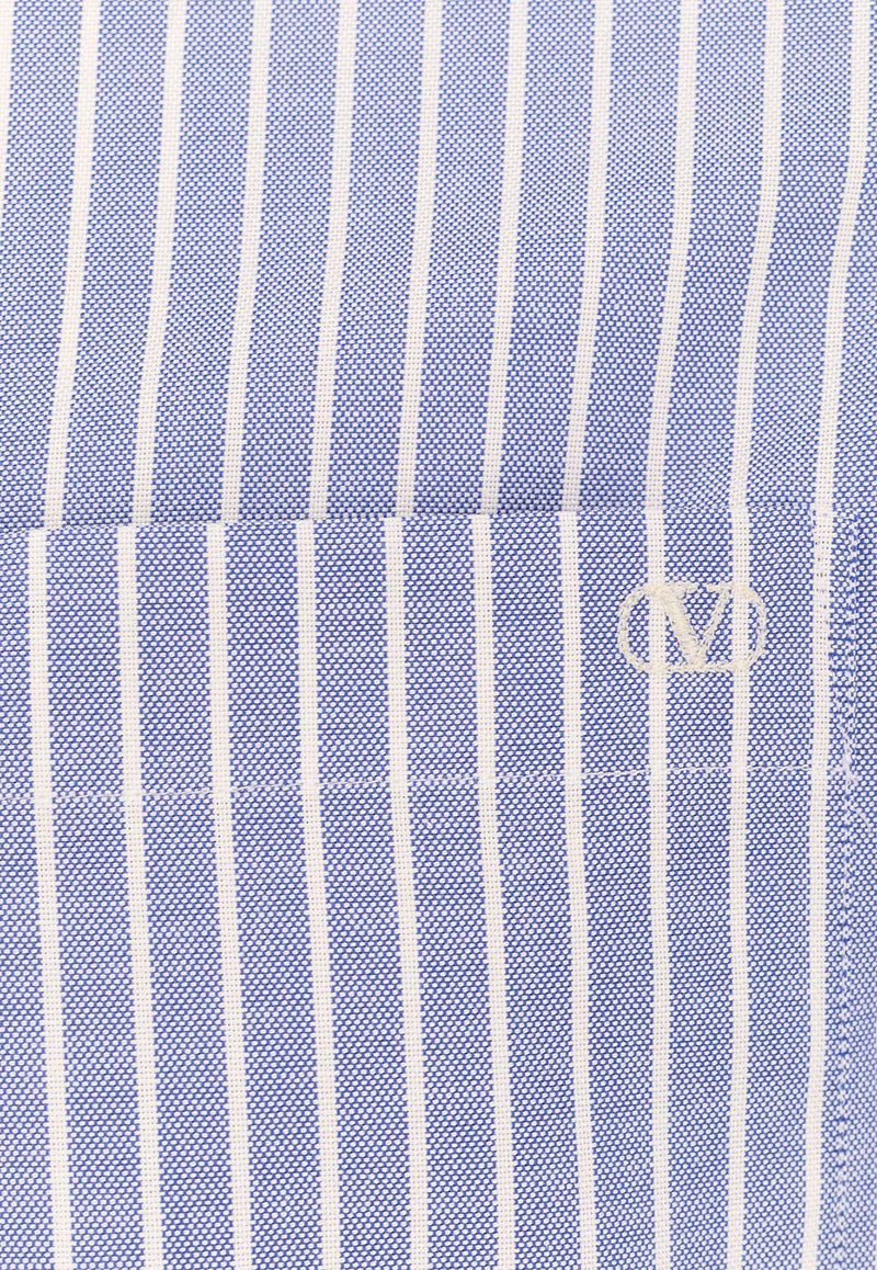 Valentino Oxford Striped Long-Sleeved Shirt Blue 6V3ABP85AL0_PG8