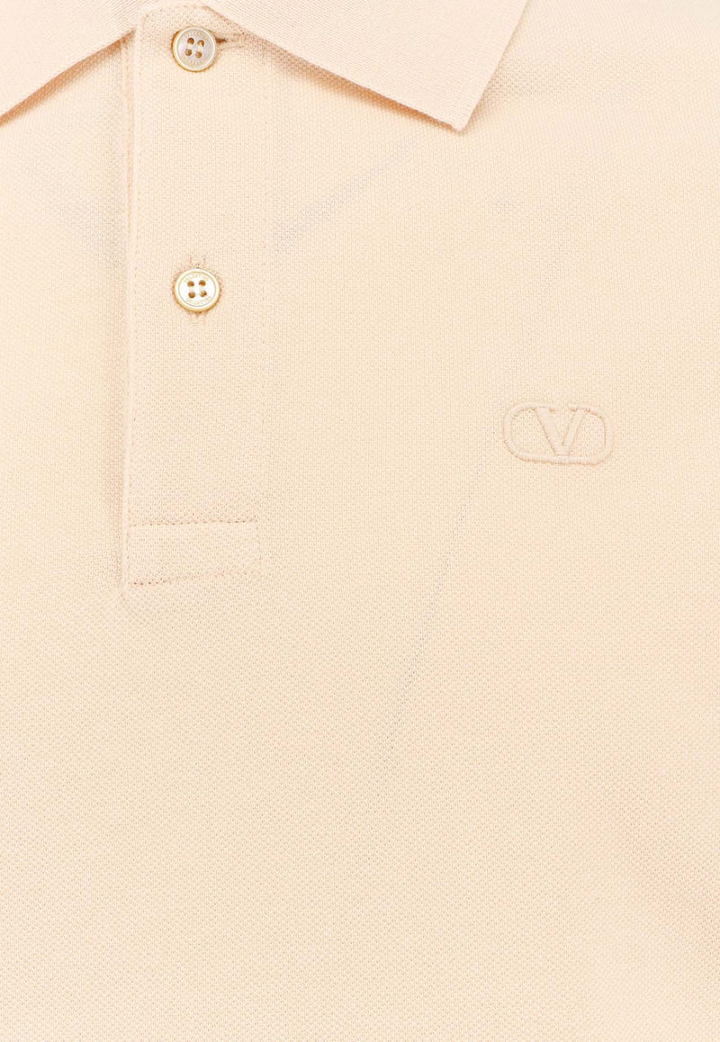 Valentino Embroidered VLogo Polo T-shirt Beige 6V3MH03UAQ7_581