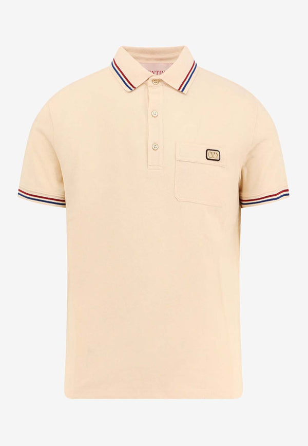 Valentino VLogo Patch Polo T-shirt Beige 6V3MH01KAQJ_581