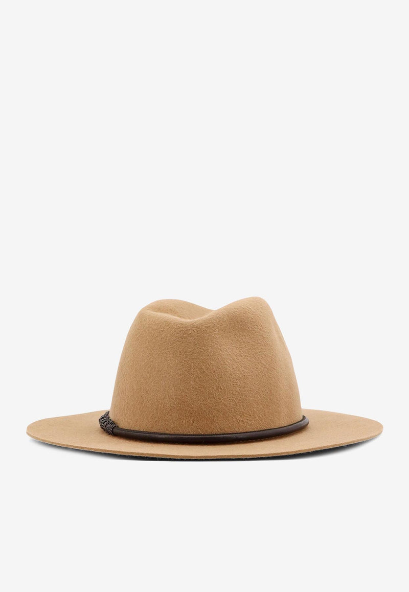 Brunello Cucinelli Leather Band Felted Fedora Hat Brown MCAP90047_CNF52