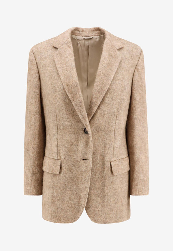 Brunello Cucinelli Single-Breasted Mélange Wool-Blend Blazer Beige M0BPT7011_CRG01