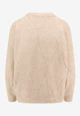 Brunello Cucinelli V-neck Wool-Blend Sweater Beige MBP110802_CYU40