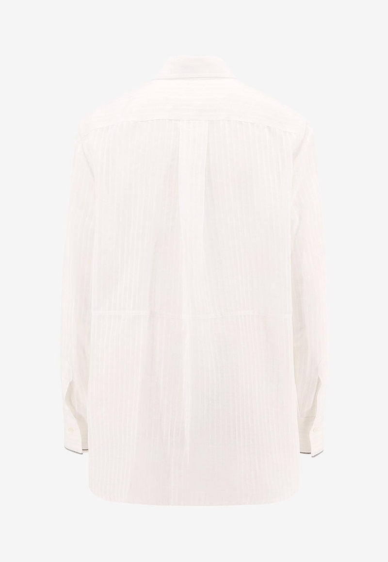 Brunello Cucinelli Monili-Trimmed Long-Sleeved Shirt White MA778NH536_C159