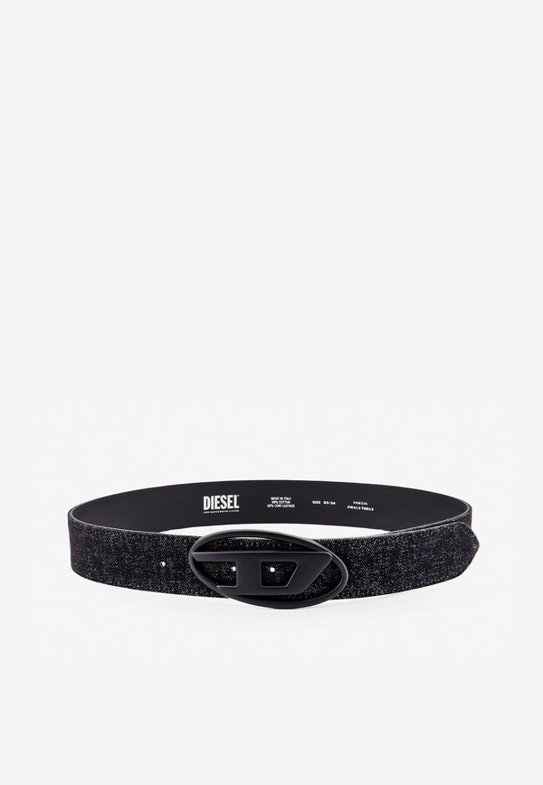 Diesel Oval-D Logo Denim Belt Black X08516PR413_T8013