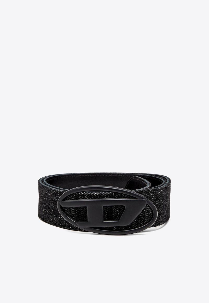 Diesel Oval-D Logo Denim Belt Black X08516PR413_T8013