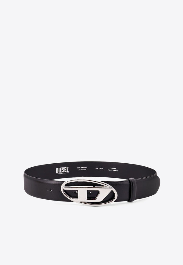 Diesel B-1DR Oval D Buckle Leather Belt Black X10133P6364_T8013