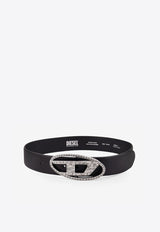 Diesel B-1DR Embellished Buckle Leather Belt Black X09611P6364_T8013