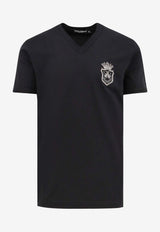 Dolce 
Gabbana Heraldic Patch V-neck T-shirt G8HL7ZG7O4C_N0000