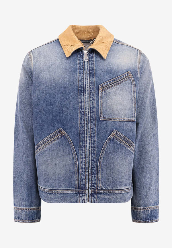 Alexander McQueen Washed Zip-Up Denim Jacket Blue 809777QTACM_0439