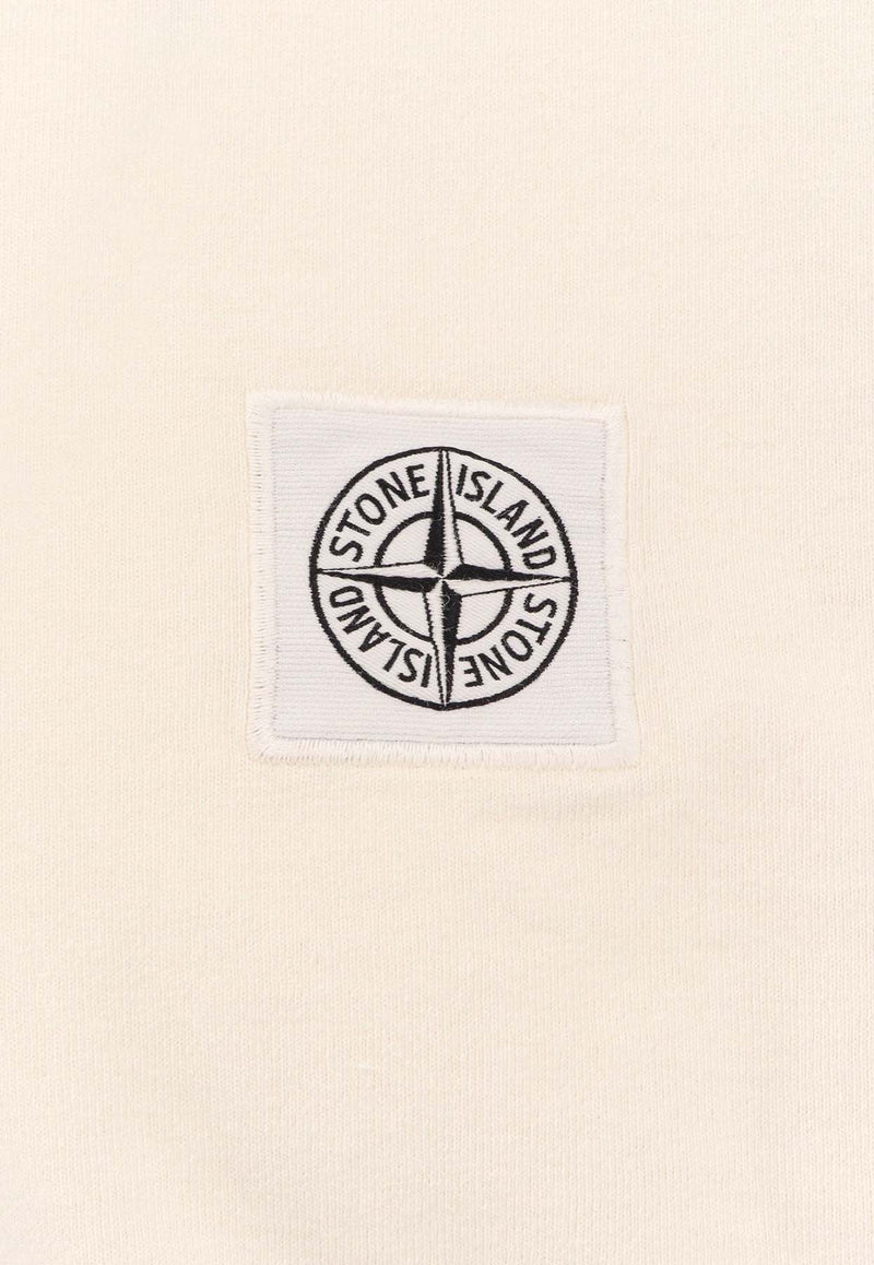 Stone Island Logo Patch Crewneck T-shirt Cream K1S152100034S0115_V0093