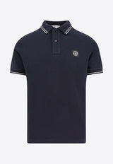 Stone Island Logo Embroidered Polo T-shirt Blue K1S1522002SCS0018_V0020