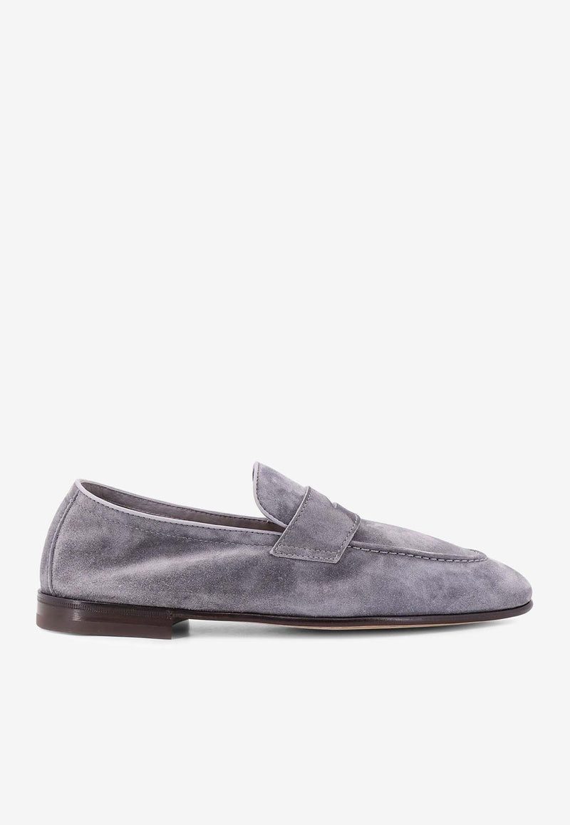 Brunello Cucinelli Suede Penny Loafers Gray MZUCAHG730_C2765