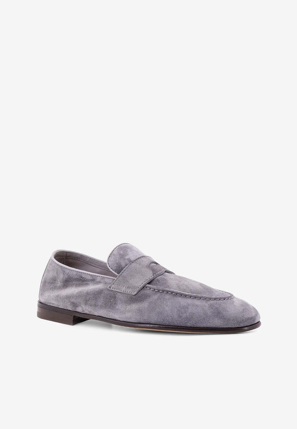 Brunello Cucinelli Suede Penny Loafers Gray MZUCAHG730_C2765