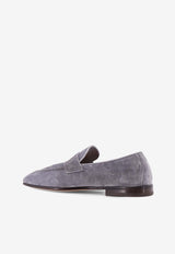 Brunello Cucinelli Suede Penny Loafers Gray MZUCAHG730_C2765