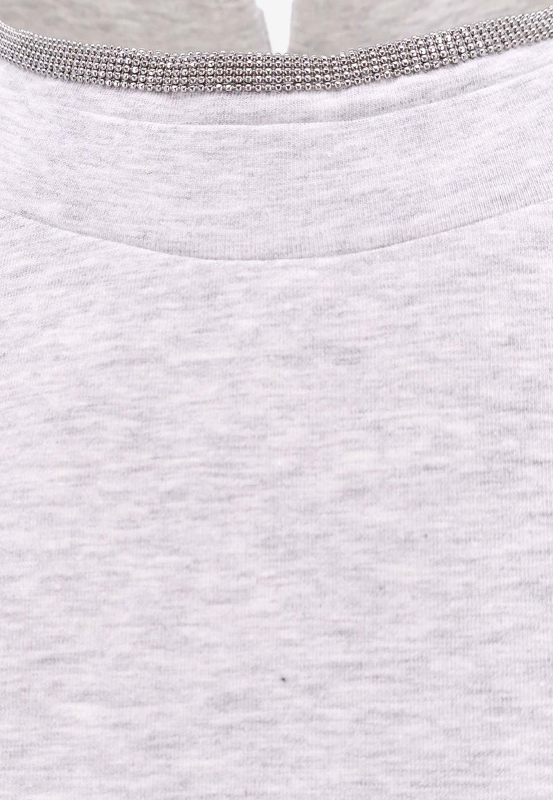 Brunello Cucinelli Monili Embellished Crewneck T-shirt Gray M0T18BD200_C8003