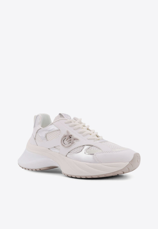 PINKO Ariel Leather and Mesh Sneakers White SS0067E022_ZI6