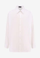 Balenciaga Logo Embroidered Long-Sleeved Shirt White 814008TNM60_9000