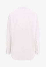 Balenciaga Logo Embroidered Long-Sleeved Shirt White 814008TNM60_9000