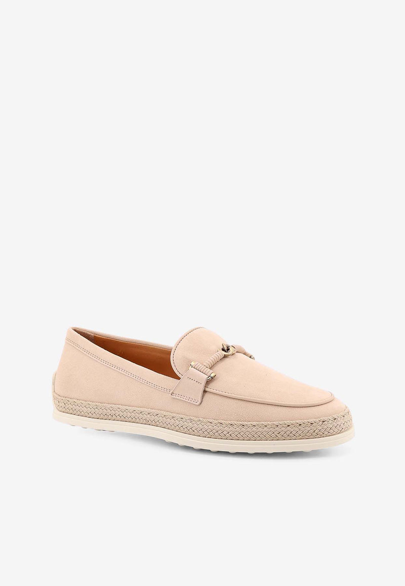 Tod
s Double T-ring Suede Loafers Beige XXW92K0HZ00D8W_C600