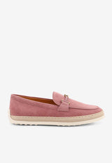 Tod
s Double T-ring Suede Loafers Pink XXW92K0HZ00D8W_L805