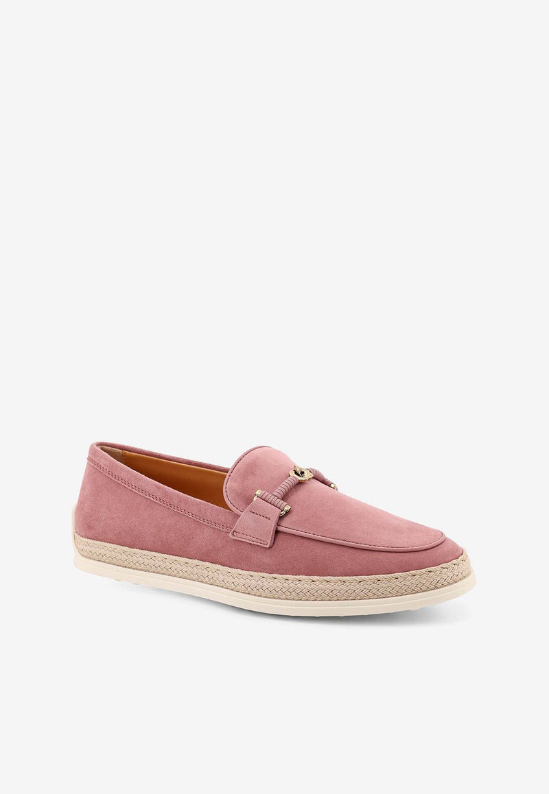 Tod
s Double T-ring Suede Loafers Pink XXW92K0HZ00D8W_L805